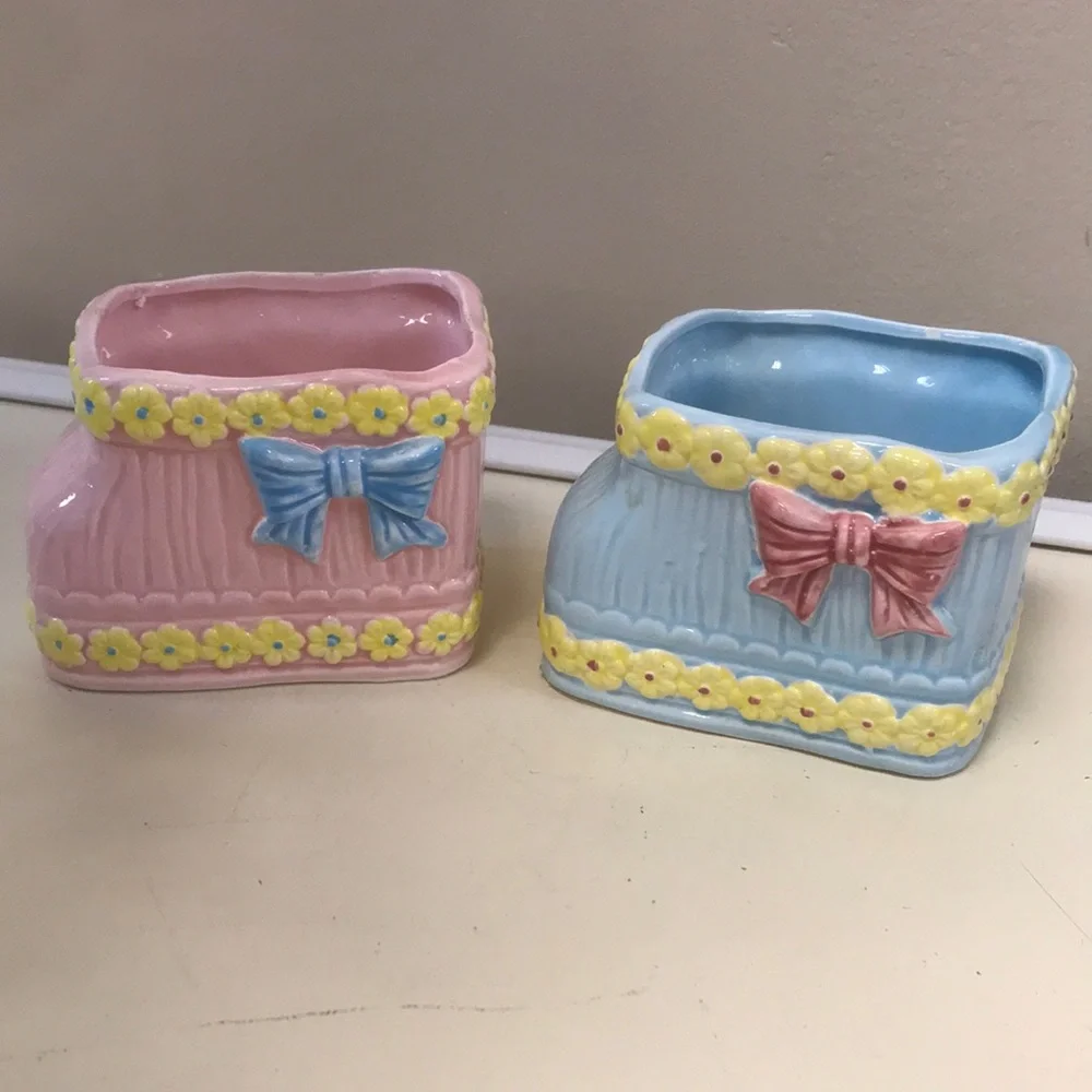 Pair of Vintage‎ Baby Bootie Planters